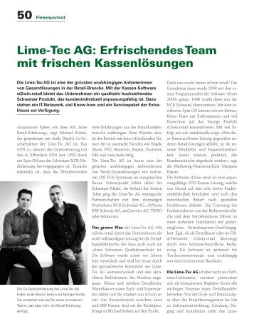Handel Heute, Firmenporträt - Lime - Tec AG