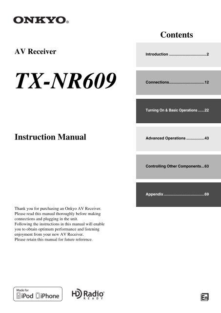 Onkyo TX-NR609 Manual - filedepot.onkyous...