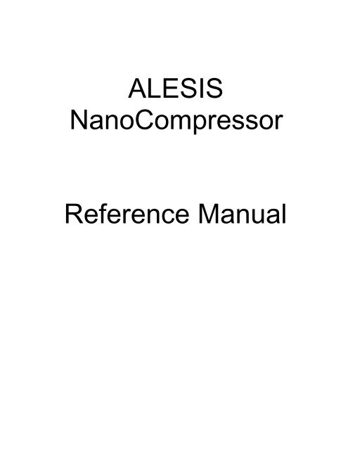 ALESIS NanoCompressor Reference Manual