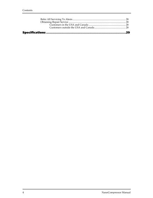 ALESIS NanoCompressor Reference Manual