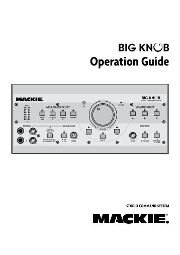 Big Knob Studio Command System Operation Guide - Mackie