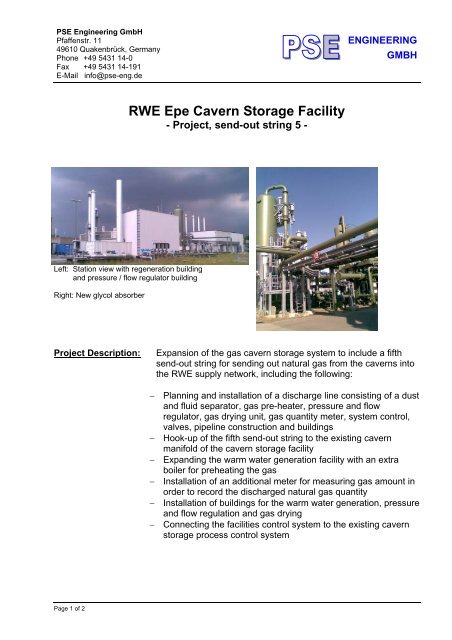 RWE Epe Cavern Storage Facility - PSE Engineering GmbH