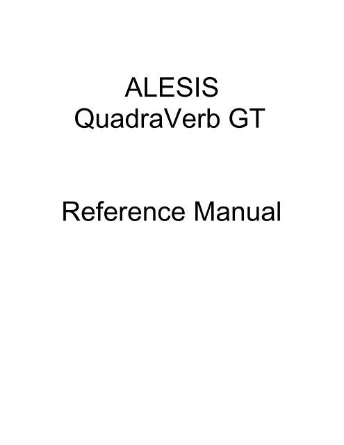 Alesis Quadraverb Program Chart