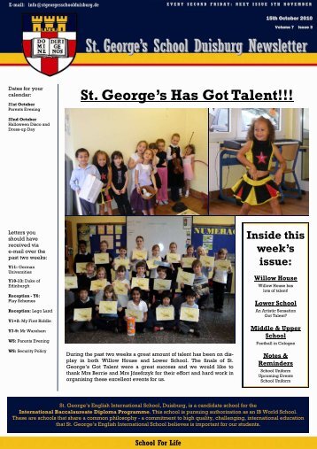 St. George's School Duisburg Newsletter - St. George's - The ...