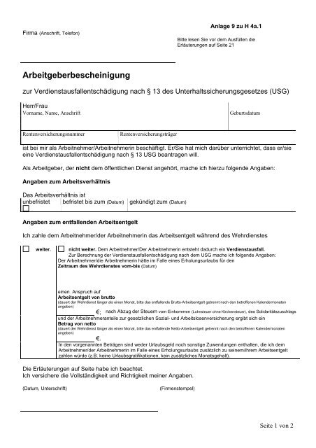 Arbeitgeberbescheinigung