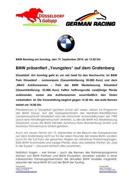 BMW präsentiert „Youngsters“ auf dem Grafenberg - German Racing