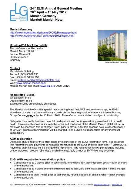 1 May 2012 Munich Germany Marriott Munich Hotel Elgi