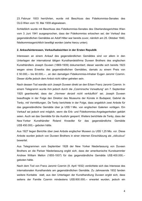 Beschluss Jaromir Czernin - Kunstrestitution.at