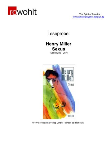 Leseprobe: Henry Miller Sexus - Rowohlt