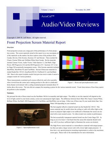 AccuCal Front Projection Screen Report.pdf - Home Theater Shack