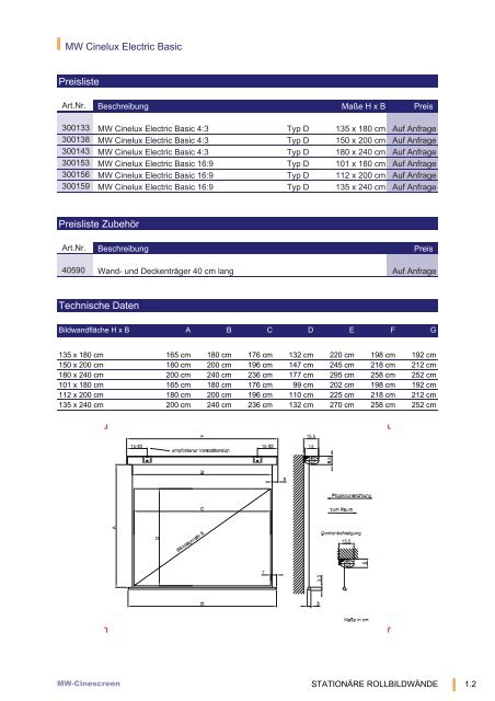 MW Cinelux Electric Basic Produktabbildung ... - Eberle AV