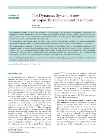 The Dynamax System: A new orthopaedic appliance and case report