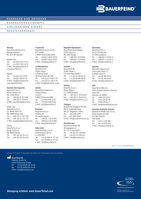 Produktkatalog Bandagen & Orthesen herunterladen - Bauerfeind AG