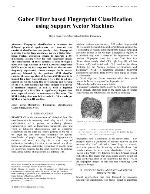 Gabor Filter based Fingerprint Classification using ... Tripod