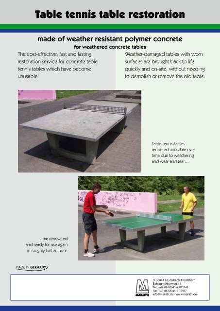 Table tennis table restoration - Maillith