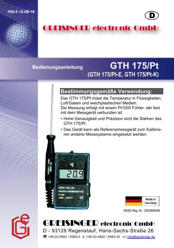 GTH 175/Pt - Greisinger electronic GmbH