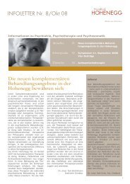 Neue Wege der Psychotherapie - Privatklinik Hohenegg