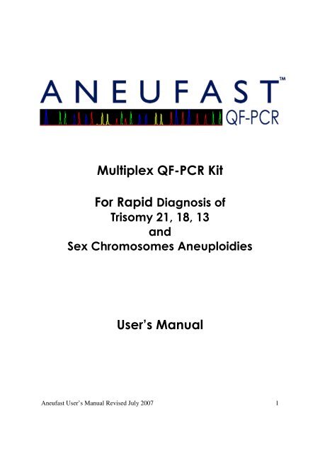 Multiplex QF-PCR Kit User's Manual - Aneufast