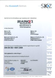 SKZ Zertifikat - Maincor AG