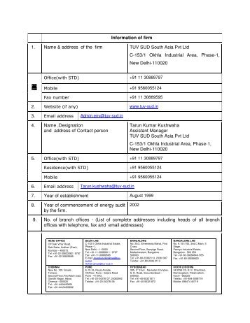 TUV SUD South Asia Pvt Ltd - Energy Management Centre Kerala