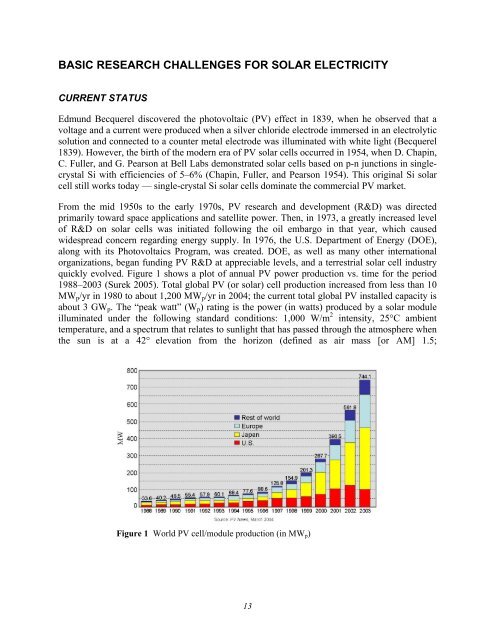 Basic Research Needs for Solar Energy Utilization - Office of ...