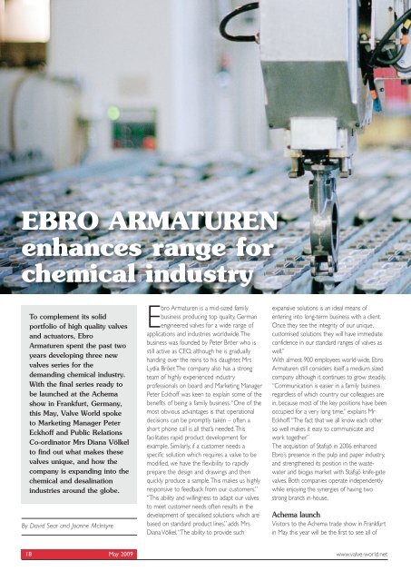 EBRO ARMATUREN enhances range for chemical ... - bröer group