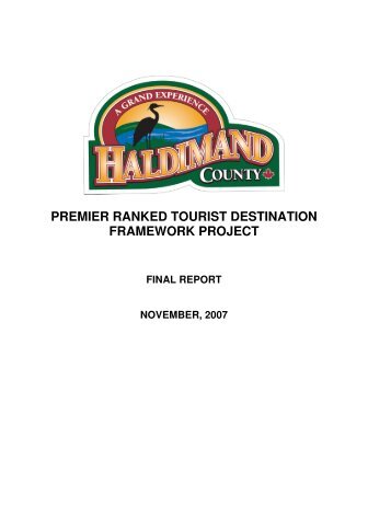 premier ranked tourist destination framework project - Haldimand ...