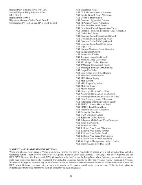 Prudential Premier Retirement Variable Annuities