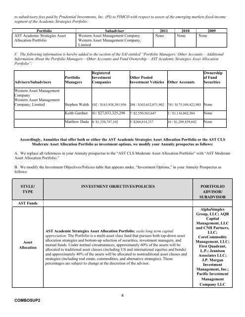 Prudential Premier Retirement Variable Annuities