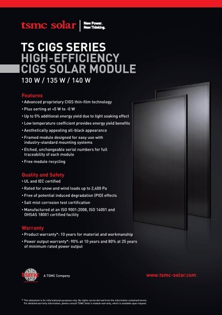 Datasheet - TSMC Solar