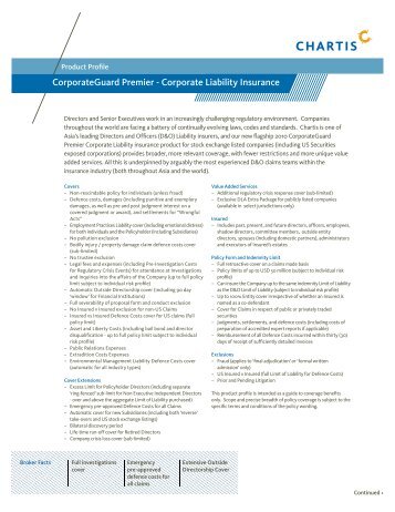 CorporateGuard Premier - Corporate Liability Insurance - Chartis