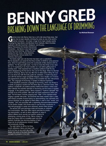 German drum star Benny Greb has a lot to talk ... - Bennygreb.com