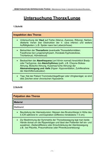 Untersuchung Thorax - Medizin 1 - Universitätsklinikum Erlangen