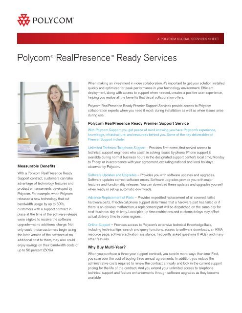 Polycom® Global Services Polycom Premier Support