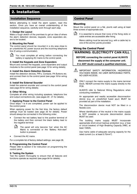 Premier 48, 88, 168 & 640 Installation Manual - PVK