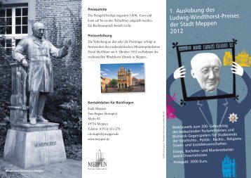 Ludwig-Windthorst-Preis der Stadt Meppen (Deadline: 29.2