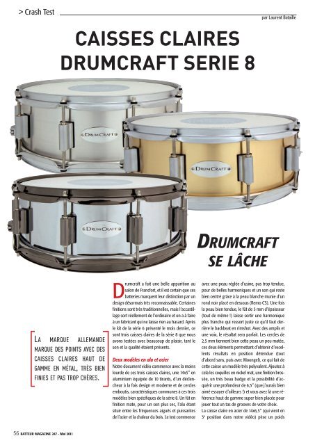 Crash Test - Caisses Clares Drumcraft Serie 8 - Batteur