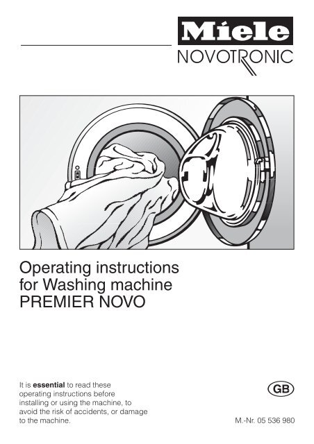 Operating instructions for Washing machine PREMIER NOVO - Miele