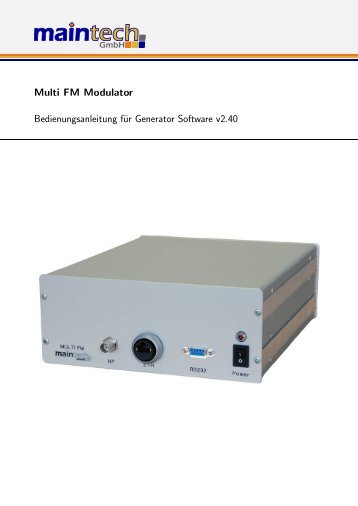 Multi FM Modulator Bedienungsanleitung für ... - Maintech.de