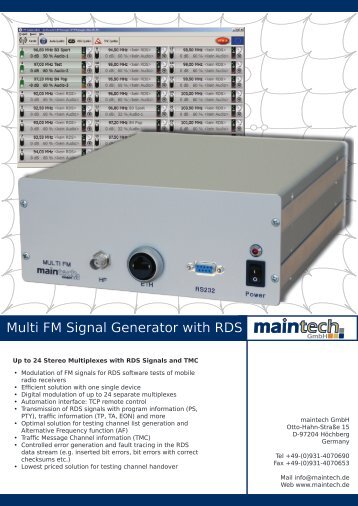 Multi FM Signal Generator with RDS - Maintech.de