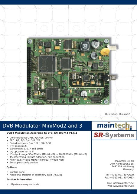 Leaflet DVB Modulator MiniMod2 and 2.pdf - Maintech.de