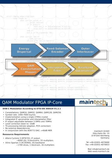 QAM Modulator FPGA IP-Core - Maintech.de