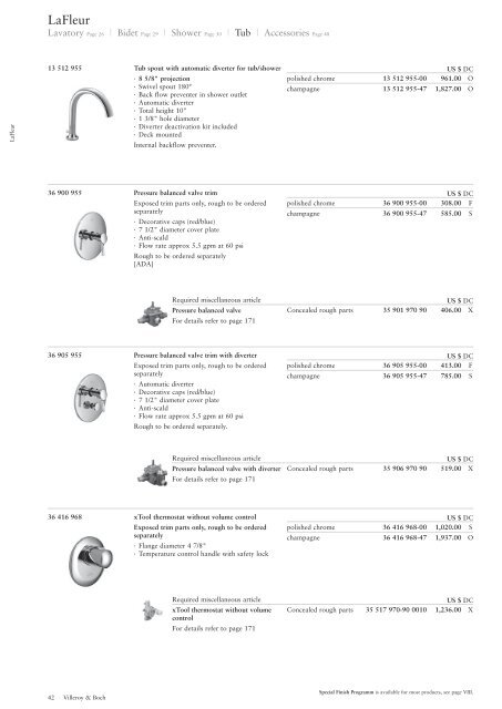 2011-villeroy+boch-by-dornbracht-LaFleur-pricelist-pdf - Hot2Cold