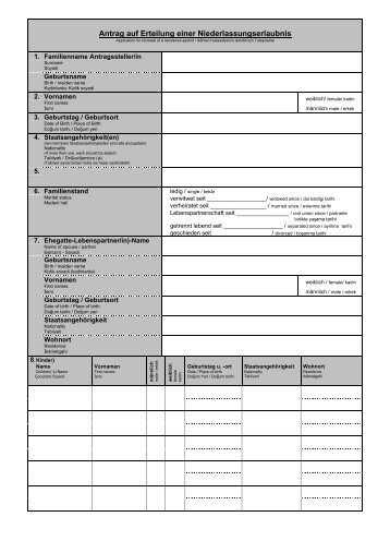 Antrag auf Erteilung einer Niederlassungserlaubnis - Landkreis ...