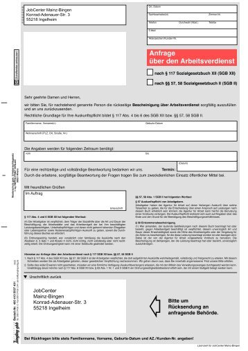 Einkommensbescheinigung - Landkreis Mainz-Bingen