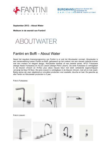 Fantini en Boffi – About Water - Burgmans Sanitair BV