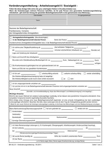 Alg II - Veränderungsmitteilung - Landkreis Mainz-Bingen