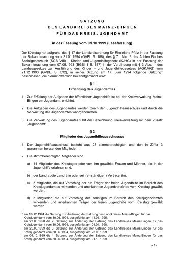 Satzung für das Kreisjugendamt - Landkreis Mainz-Bingen