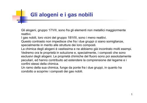 Gli alogeni e i gas nobili - Università degli Studi di Roma Tor Vergata