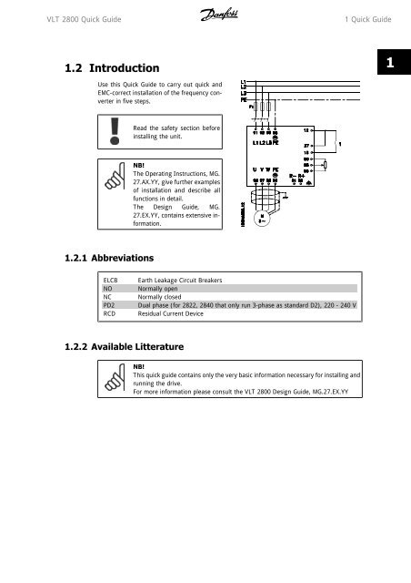 Danfoss VLT 2800 Drives Quick Guide - CTi Automation